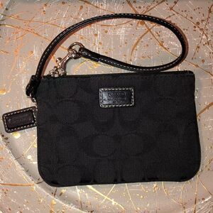 Coach Signature Canvas C Logo Mini Wallet in Black